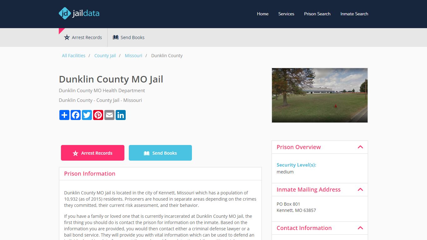Dunklin County MO Jail Inmate Search and Prisoner Info - Kennett, MO